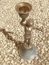 bougeoir  chérubin  sur  socle , vintage 