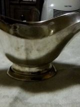  saucière en métal argenté avec un manche en bois année 1950