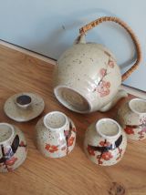 Service à thé en céramique émaillée décor style japonais