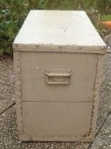 coffre  en bois et  métal, vintage