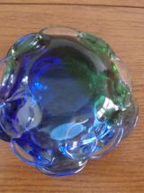 Cendrier ou vide poche "Murano" couleur bleu cobalt et vert