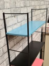 etagere acier string vintage 1960 bleu rose noir , 47x60x18 