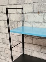 etagere acier string vintage 1960 bleu rose noir , 47x60x18 