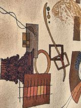 TAPIS MODERNISTE  DESIGN ABSTRAIT  132x185  creme et marron