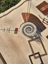 TAPIS MODERNISTE  DESIGN ABSTRAIT  132x185  creme et marron