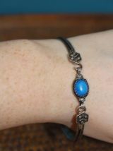 Ancien Bracelet argent et pierre bleu  année 70