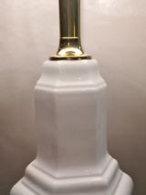 lampe en porcelaine craquelé et pied doré style deluxe 1970 