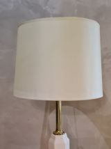 lampe en porcelaine craquelé et pied doré style deluxe 1970 