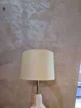 lampe en porcelaine craquelé et pied doré style deluxe 1970 