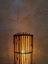 lampe osier ,rotin, bambou,dans le gout de louis sognot 1950