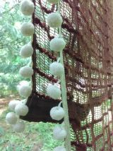 Grand rideau vintage à pompons