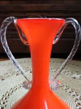 Joli vase en opaline orange (Italie) - Années 60 