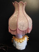 lampe pierrot en céramique et abat-jour tissu