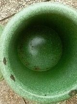 seau hygiènique , acier  émaillé  ,vert , vintage 