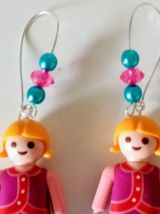 Boucles d'oreilles Playmobil/argentées, bleues, rouges