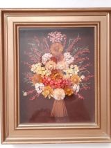 Ancien Tableau mural vintage, fleurs séchées année 1960 1970