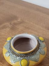 Pot céramique et décor métal argenté style oriental