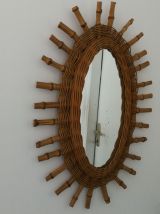 Miroir Ovale en rotin et bambou Vintage 