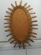 Miroir Ovale en rotin et bambou Vintage 