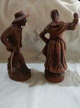 2 STATUETTES en TERRE CUITE signée Françis Lascour 