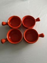 4 poêlons orange Vintage 