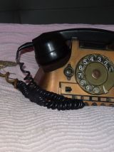 Téléphone de collection en cuivre laiton et bakélite