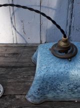 suspension verre de clichy bleu et marron