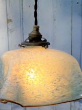 suspension verre de clichy bleu et marron