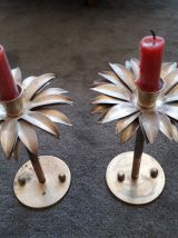 2 bougeoirs palmiers des années 50/60