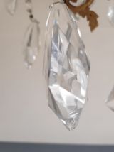 lustre cage bronze et pampilles en cristal