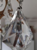 lustre cage bronze et pampilles en cristal