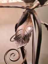 lampe  fer art déco abat jour  clichy rose, 1930 a 40      ,