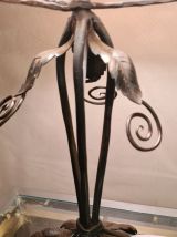 lampe  fer art déco abat jour  clichy rose, 1930 a 40      ,