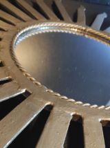 miroir soleil en métal doré vintage