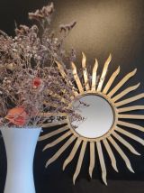 miroir soleil en métal doré vintage