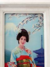 Cadre lenticulaire vintage geisha femme japonaise