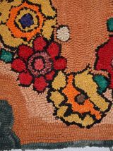 Tapis vintage Américain Hooked fait main, 1C21