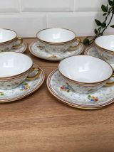 Set de 5 tasses et sous-tasses Bernardaud Limoges