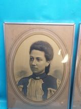 Paire de Grands Portaits  Photo Couple 19eme