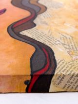 Portrait de femme peinture acrylique technique mixte. 