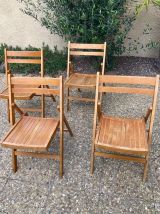 Chaises vintage pliantes en teck années 1970