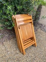 Chaises vintage pliantes en teck années 1970