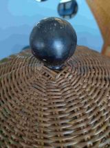 Grande suspension en osier vintage