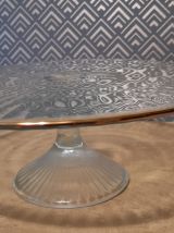 Plat à tarte, présentoir gâteaux en verre Art deco