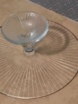 Plat à tarte, présentoir gâteaux en verre Art deco