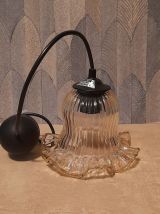 Suspension tulipe verre ambré