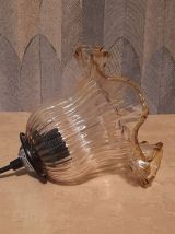 Suspension tulipe verre ambré