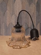 Suspension tulipe verre ambré