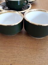 6 tasses à café bistrot anciennes vert empire