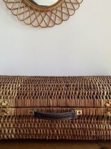 Grande valise / malle en rotin des années 60